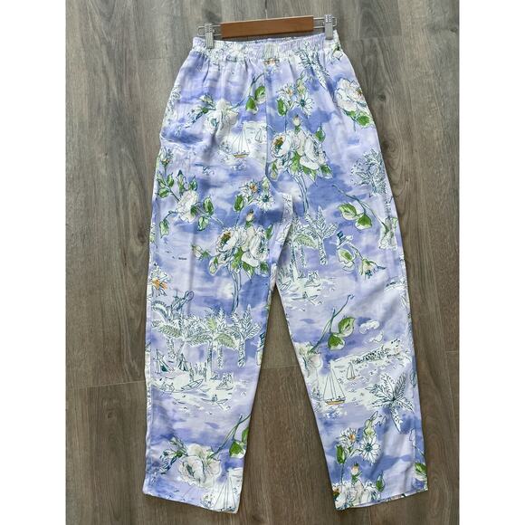 VINTAGE Sea Suns Hawaii Pants Peony Sailor Printed Cropped Capri S - Picture 10 of 12